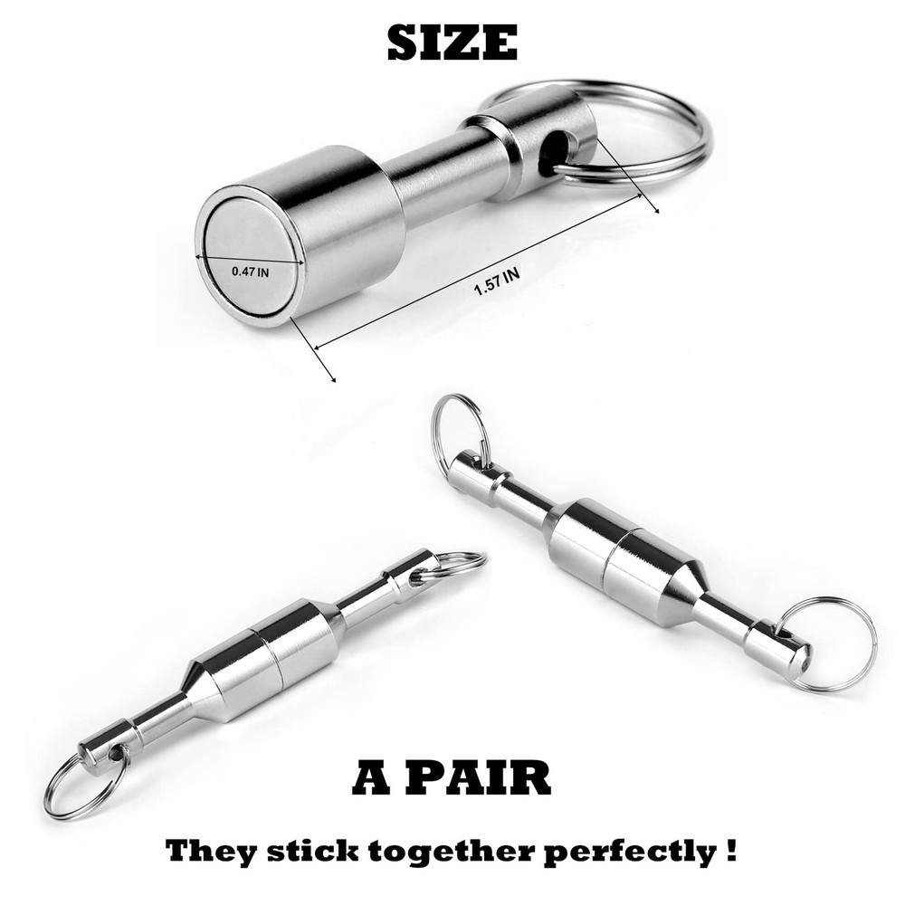 Keychain Magnet for Testing Brass,Keychain Pocket D12mm-2PACK-SILVER, SILVER