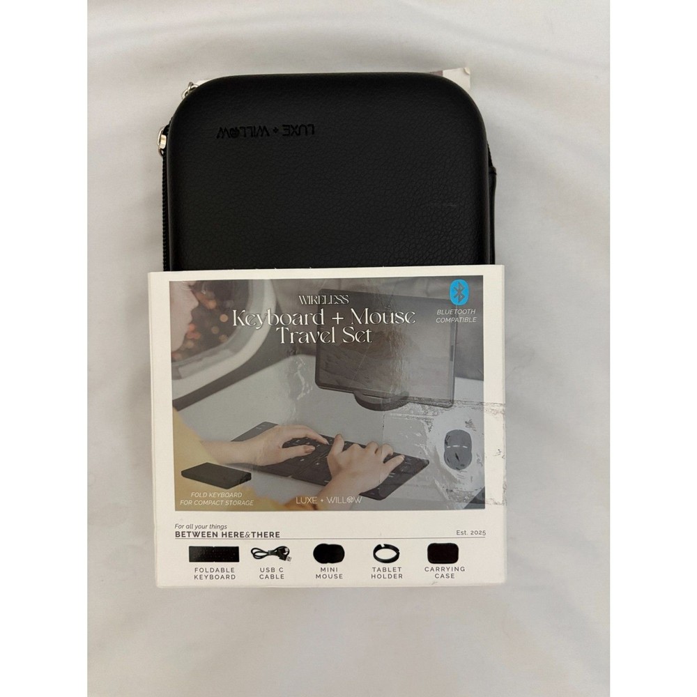 Luxe + Willow Wireless Keyboard and Mouse Travel Set Foldable Bluetooth Connect