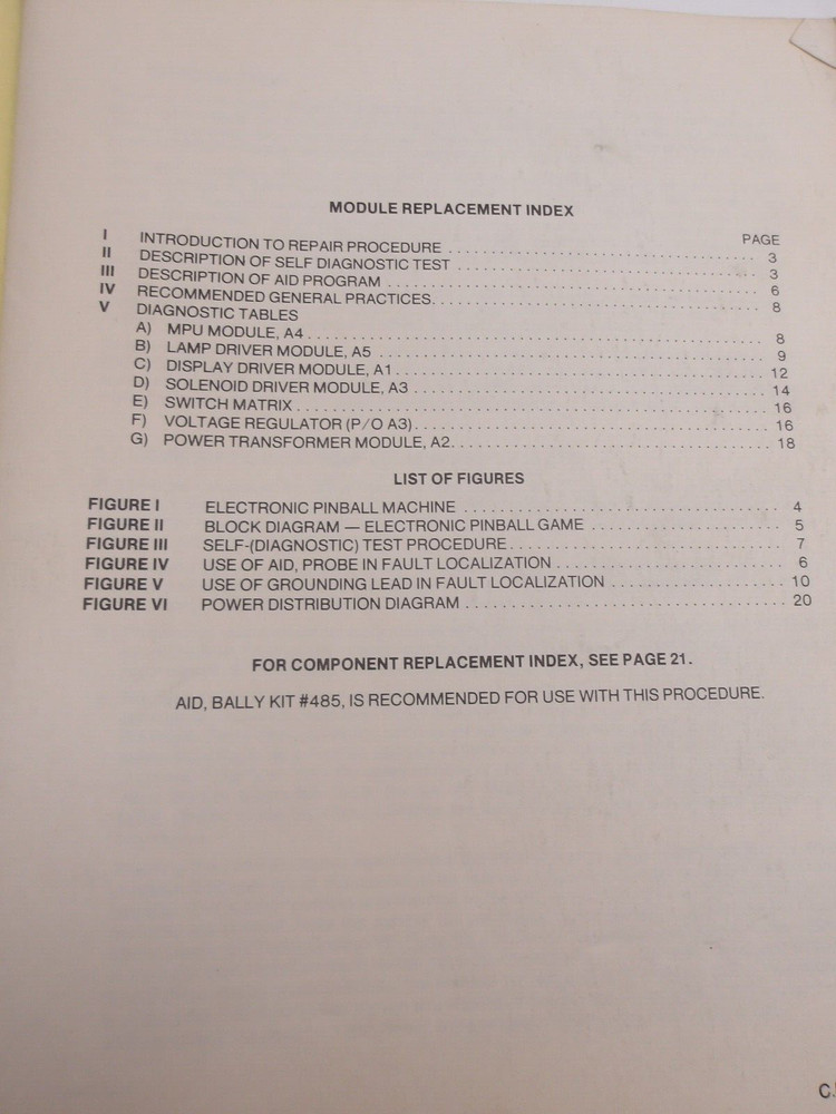 Bally - Electronic Pinball Games Repair Procedures / Module & Component Replace.