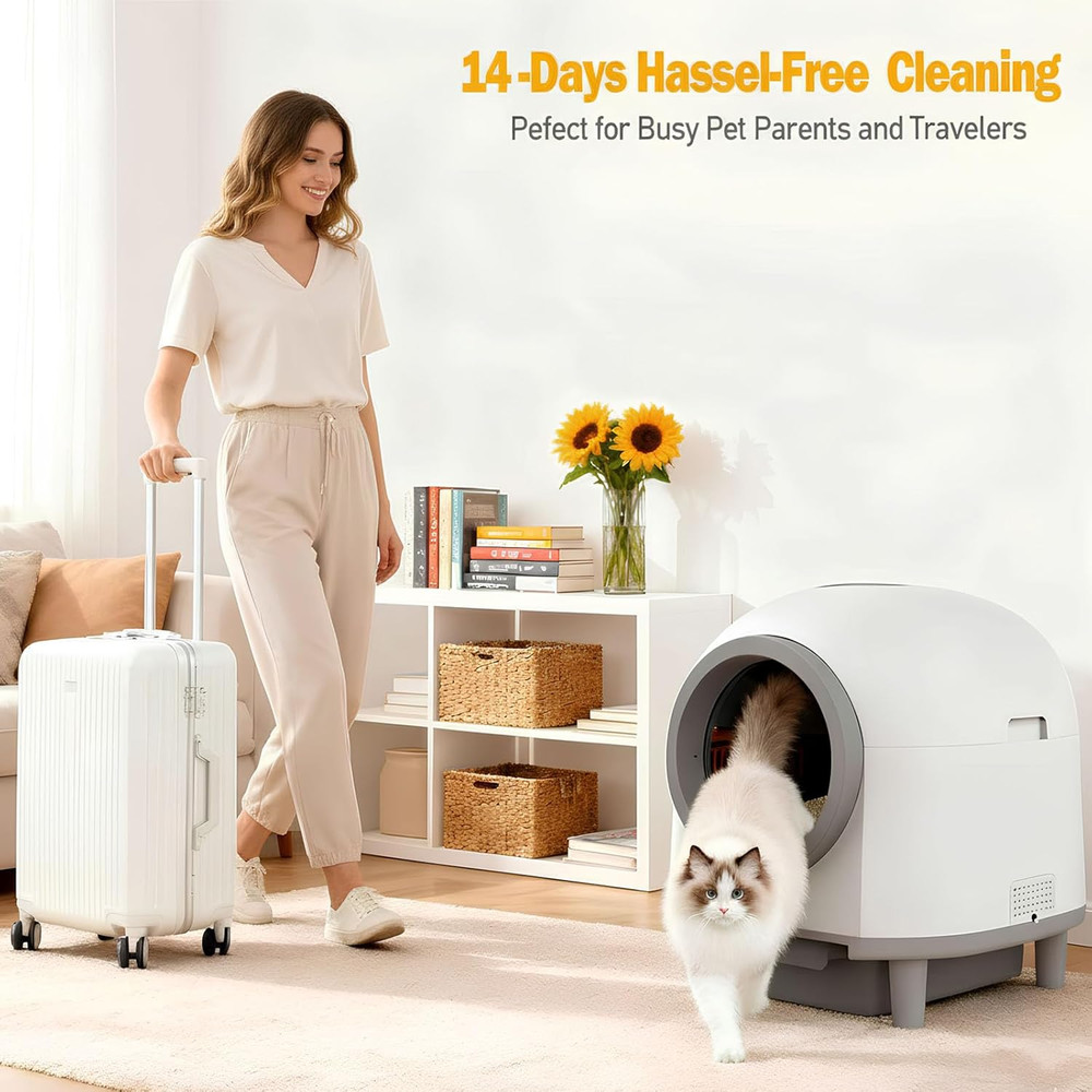 Self Cleaing Litter Box for Multiple Cats, 88L Large Smart Automatic Cat Litter