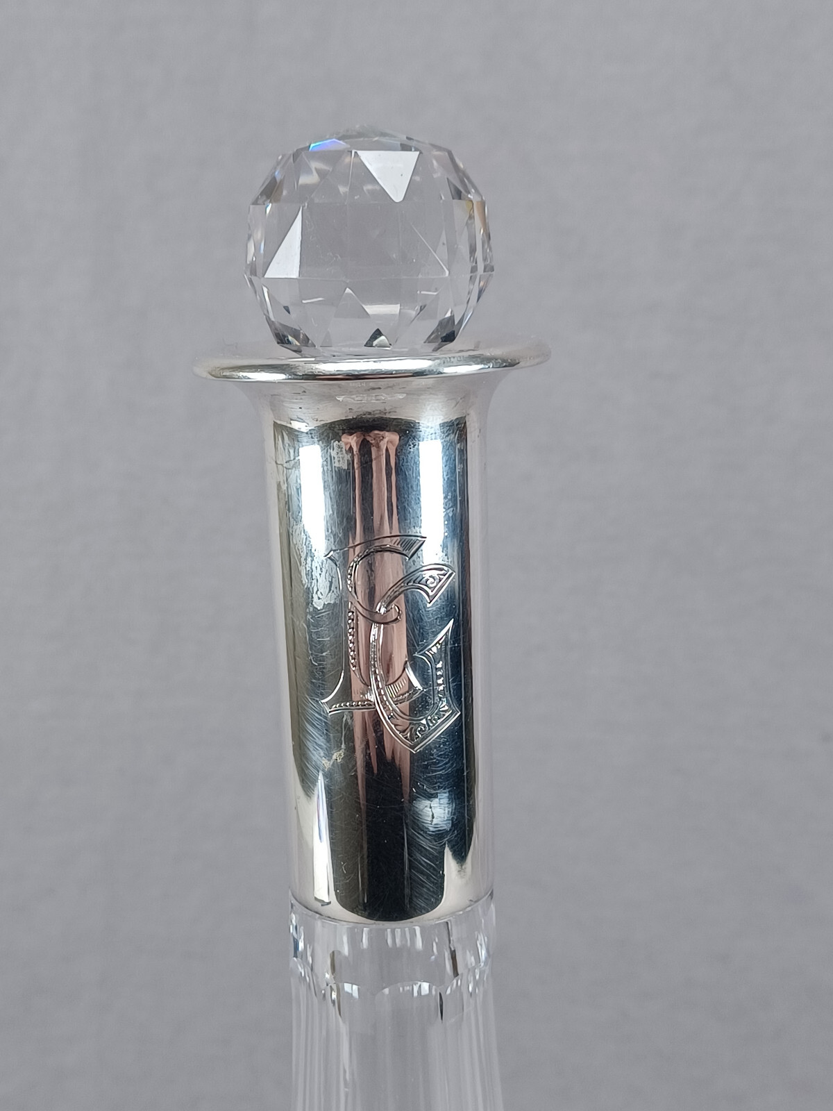 Adolf Kander Berlin 800 Silver & Brilliant Cut Glass Decanter C. 1888-1939 A