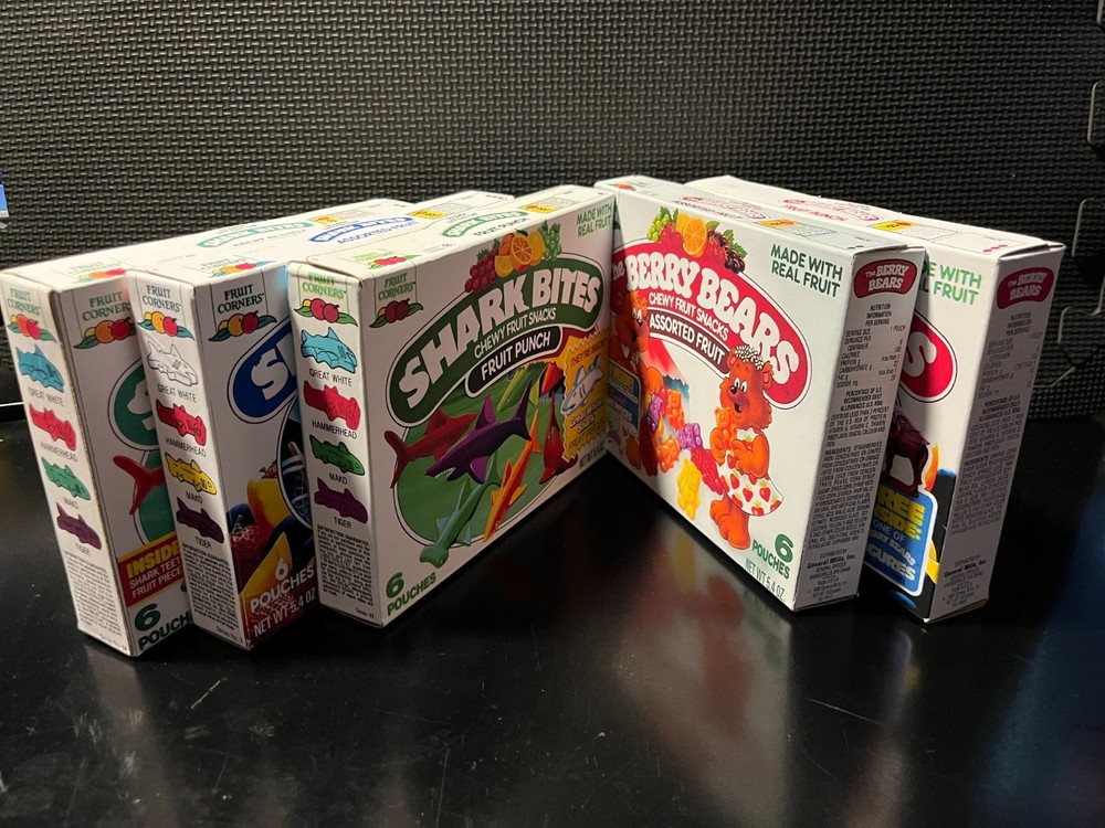 Shark Bites fruit snacks - 3 empty custom design display boxes