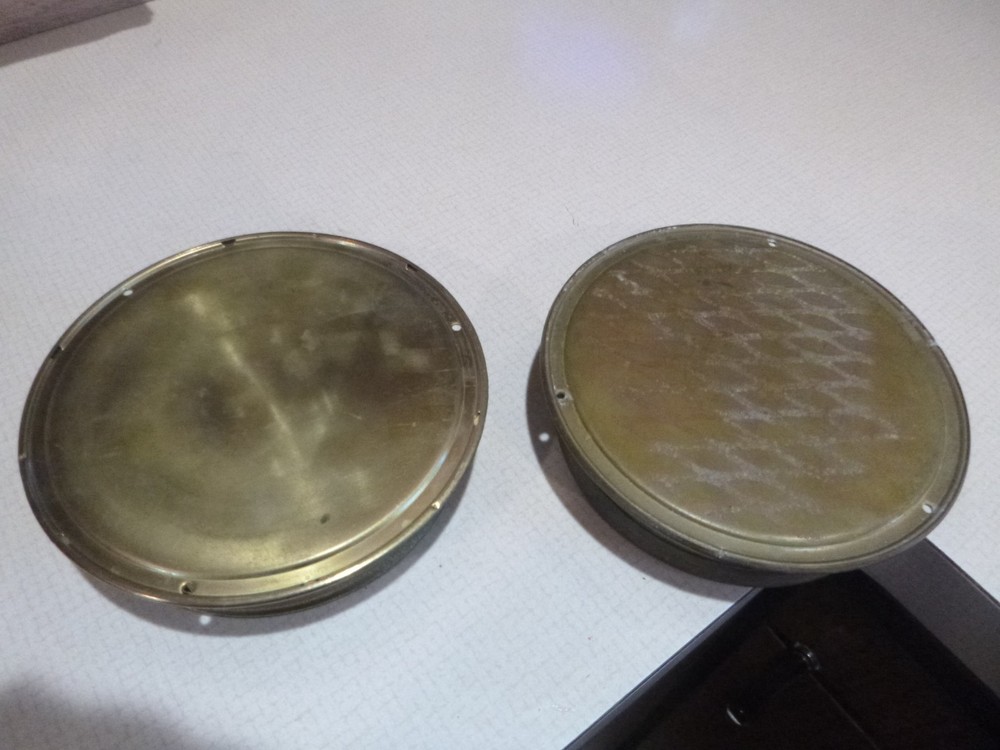 TWO VINTAGE BRASS HYGROMETER GAUGES