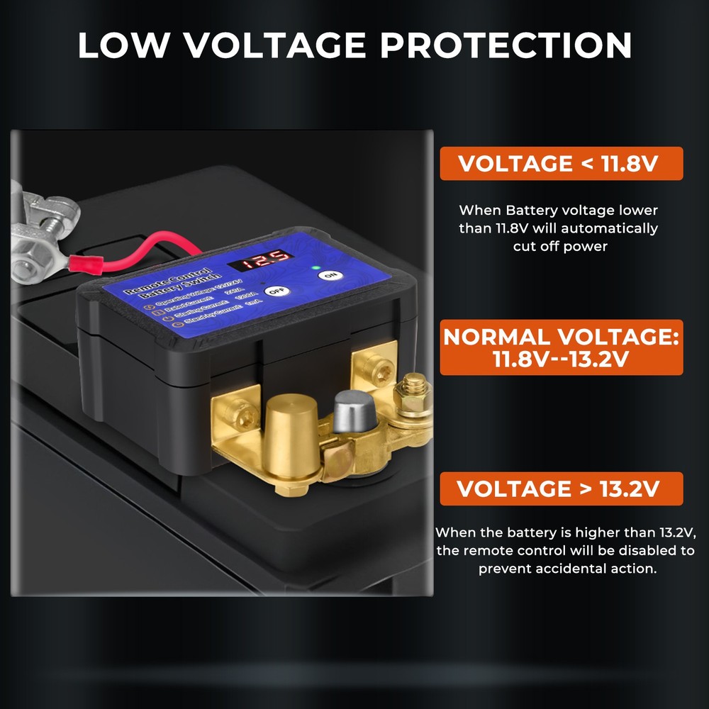 12V/24V 240A Kill Switch Remote Battery Disconnect Switch LED Voltmeter US