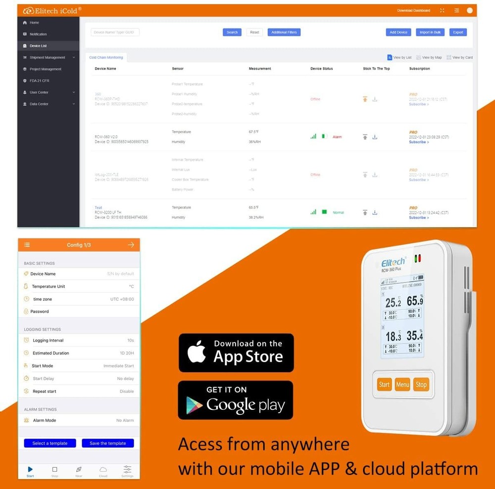 Elitech RCW-360pls 4G Temperature Humidity Data Logger External Sensor USA 🇺🇸