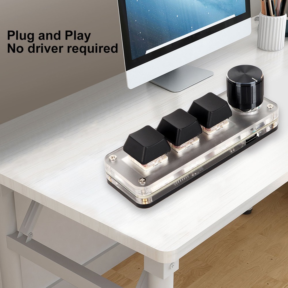 (3 Keys 1 Knob) USB Mini Key Keypad DIY Programmable Keyboard With⭐