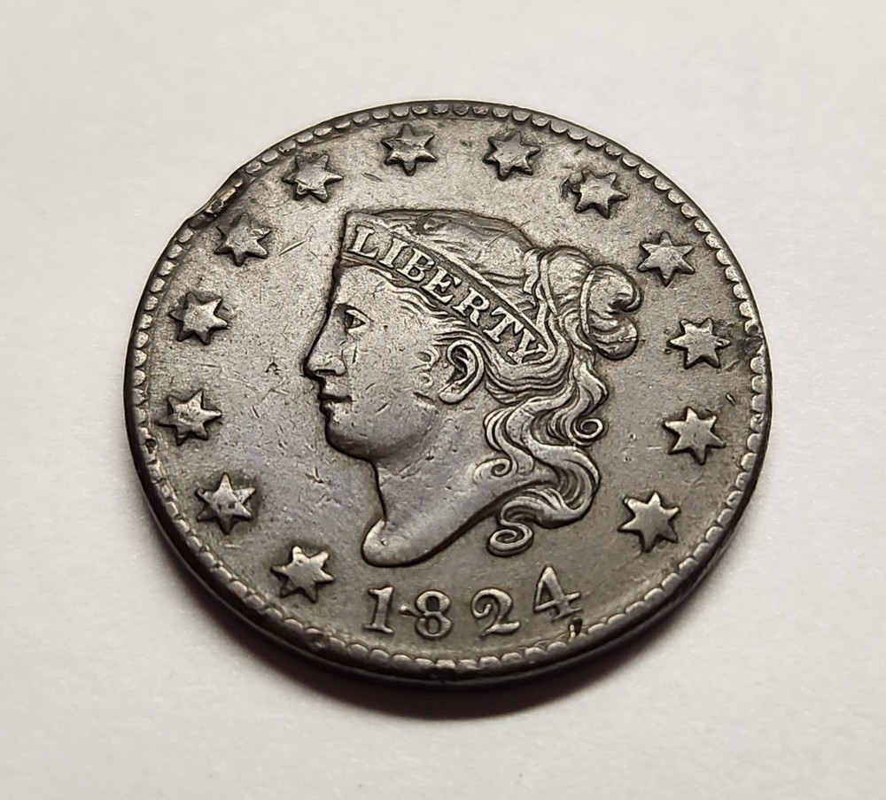 1824 Large Cent – Very Choice Medium Brown (Virtually XF)