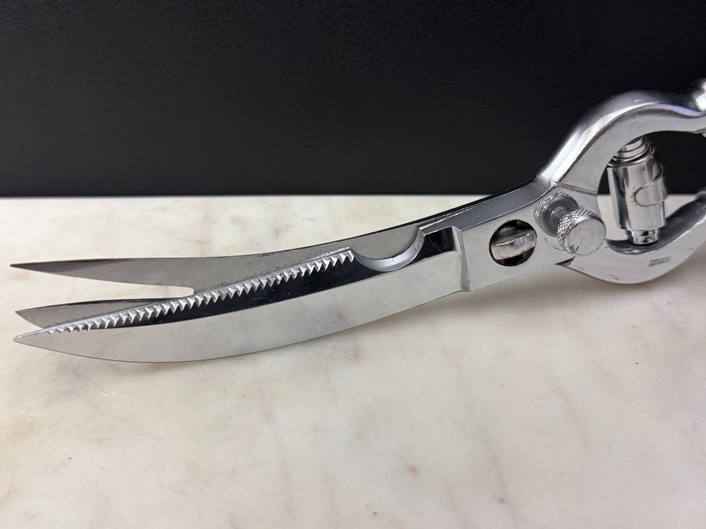Custom German Stainless Kitchen Poultry Shears Stag Handle, Fork Tip, Take-Apart