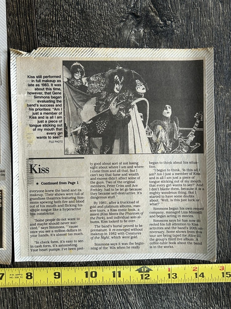 KISS Concert Ad Advert Clippings Revenge Tour Indiana 1992 Lot Vintage Kiss