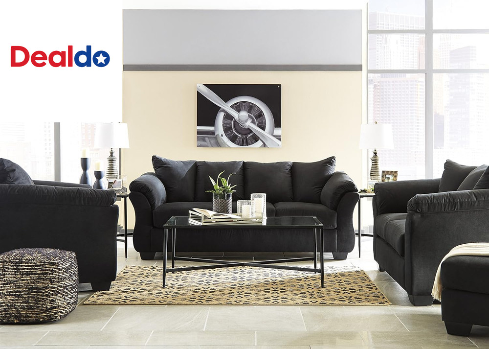 Darcy Classic Contemporary Sofa, Black