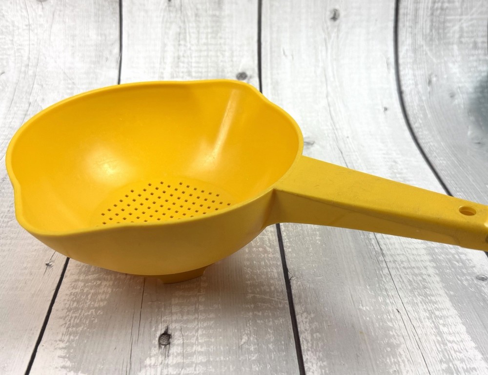 Vintage Tupperware Small Bright Yellow Colander Strainer 1 quart Small