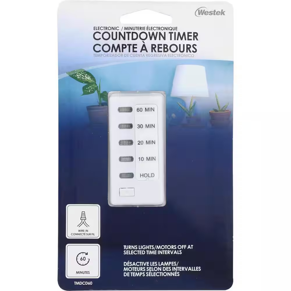 Electric 60 Min In-Wall Countdown Timer - White