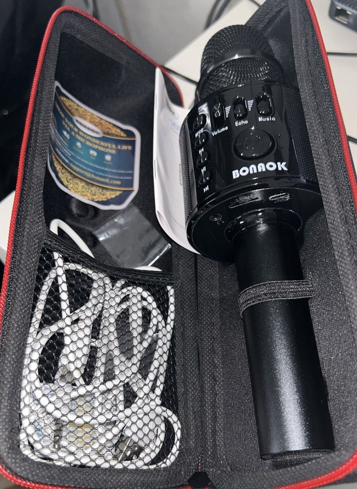 Bonaok Wireless Bluetooth Karaoke Microphone Portable Handheld Speaker Blue