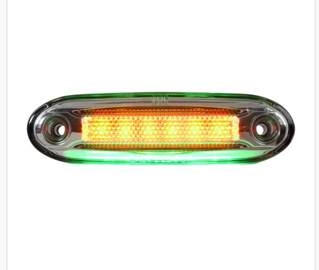 5-1/8″ RECTANGULAR AMBER LED SIDE MARKER LIGHT WITH GREEN UNDER GLOW EFFECT
