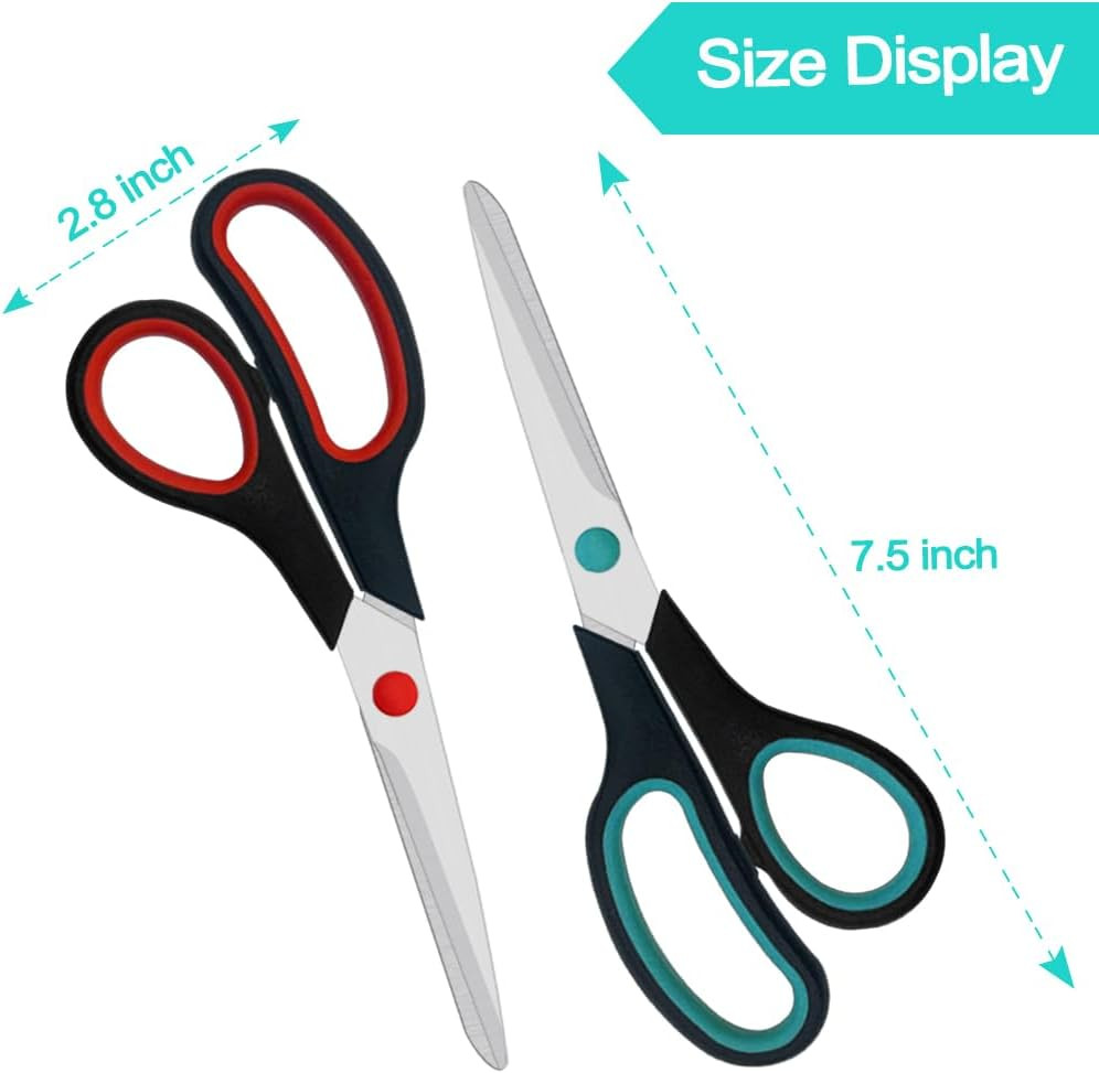 Scissors 2 Pack 7.5 Inch Scissors for Office and Home Scissors All Purpose for
