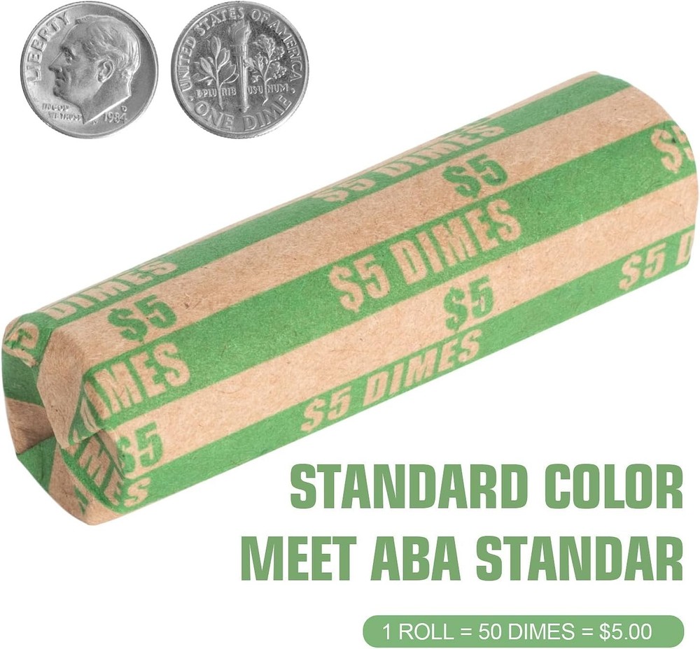 Dime Coin Wrappers Dimes Only Flat Dime Rolls 110 PCS