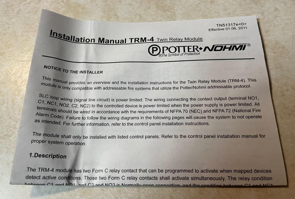 Potter / NOHMI TRM-4 Twin Relay Module - NIB