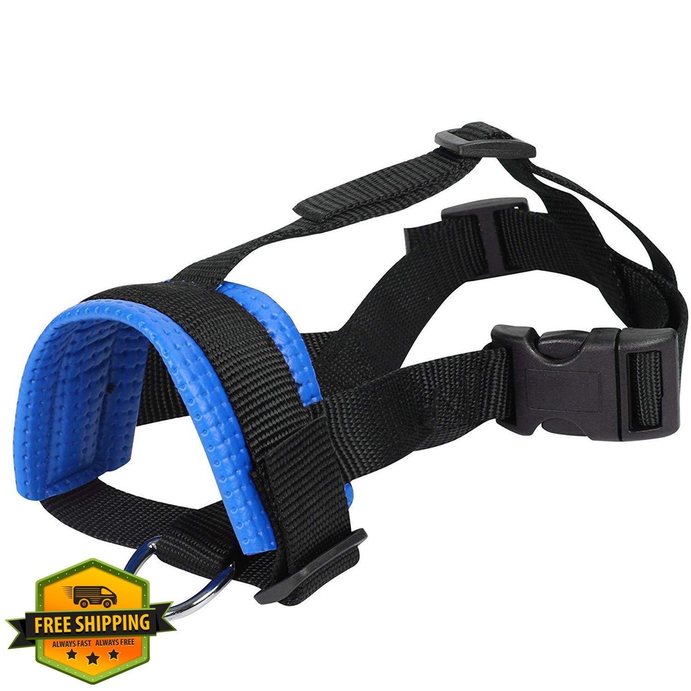 Head Strap Dog Muzzle, Prevent Paw Removal, Black, Medium