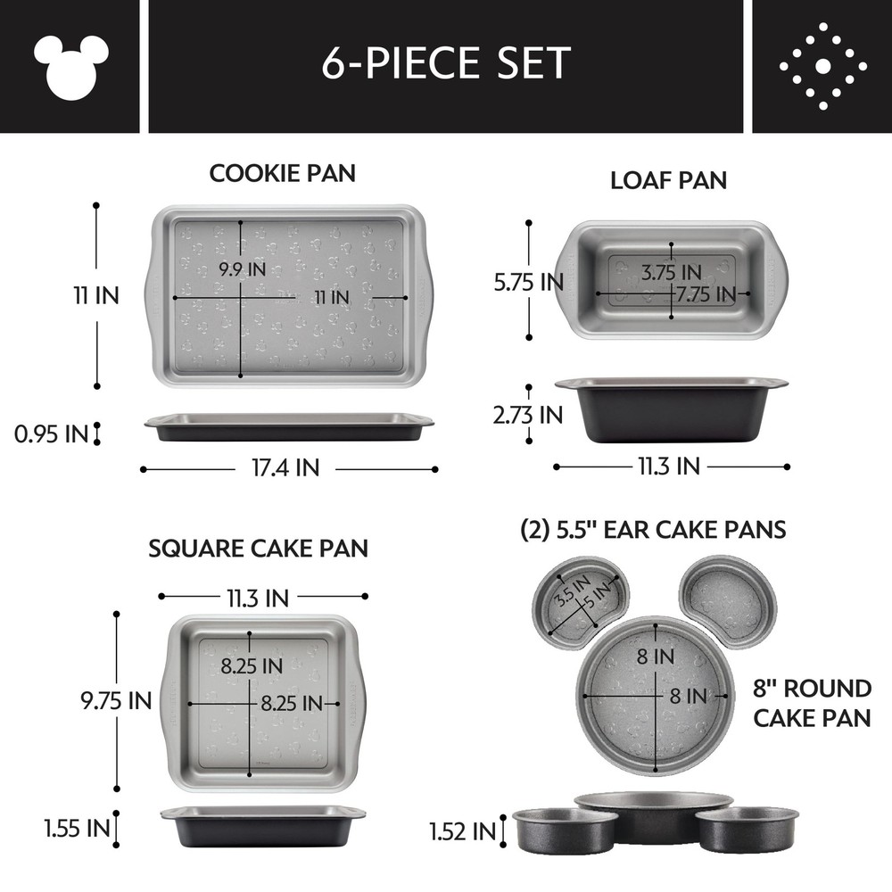 Farberware Disney Bake with Mickey Mouse Nonstick Bakeware Set/Baking Pans, 6...