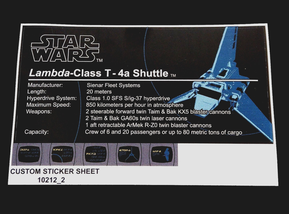 Custom Decal for 10212 Replacement Stickers