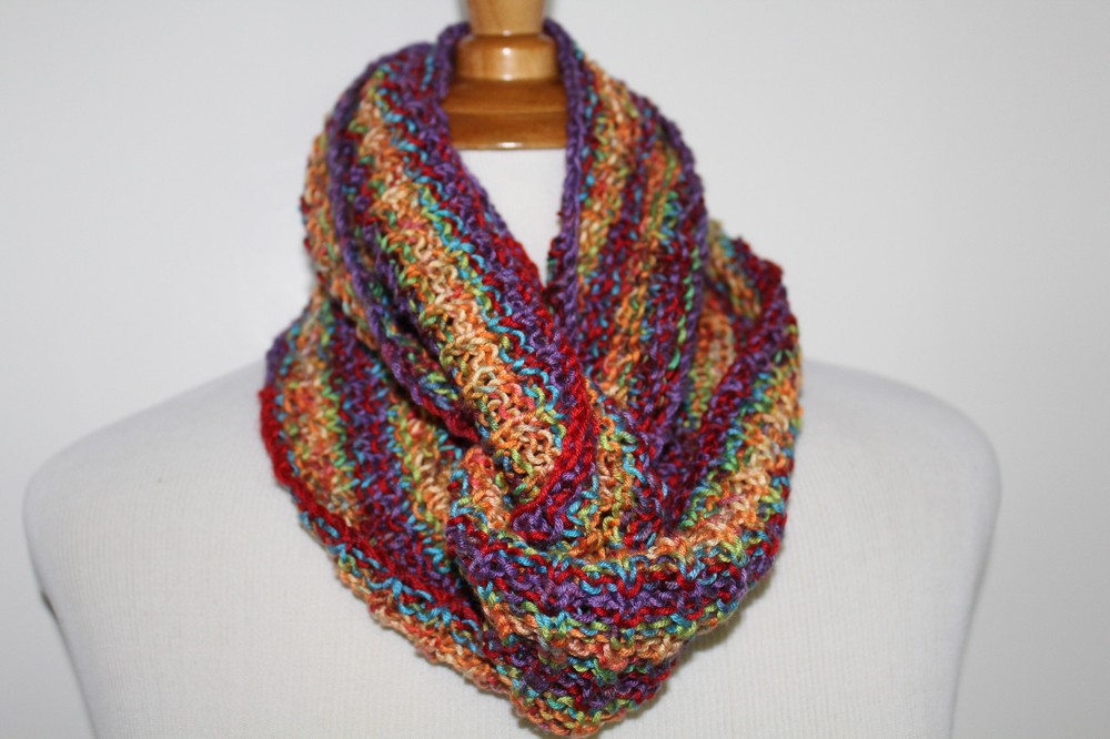 Knit Boho Chic Infinity Scarf Unisex Multi - Color 100% Soft Draylon Microfiber