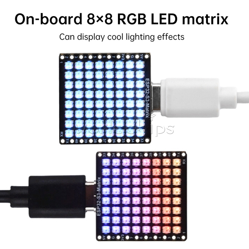 Type-C ESP32-S3-Matrix WIFI Bluetooth Development Board With 8×8 RGB LED Matrix
