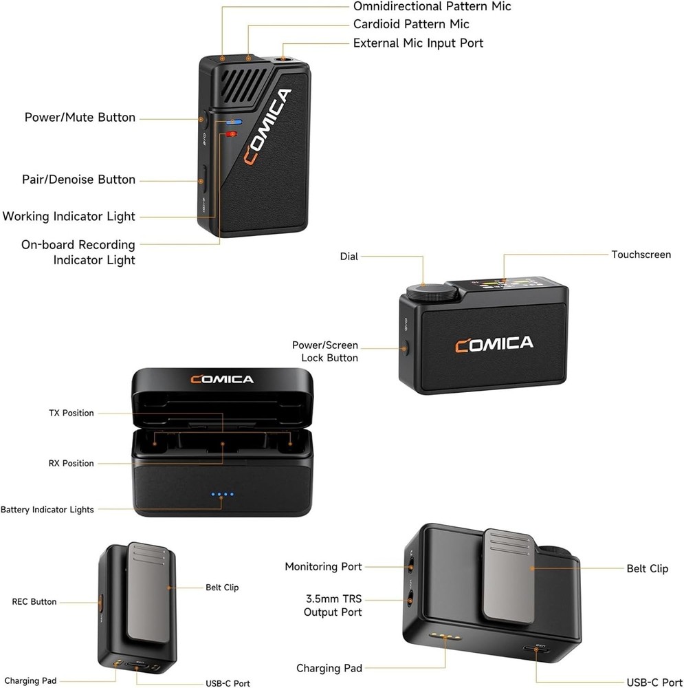 COMICA BooMax Wireless Lavalier Microphone 32Bit Float Bluetooth onboard Storage