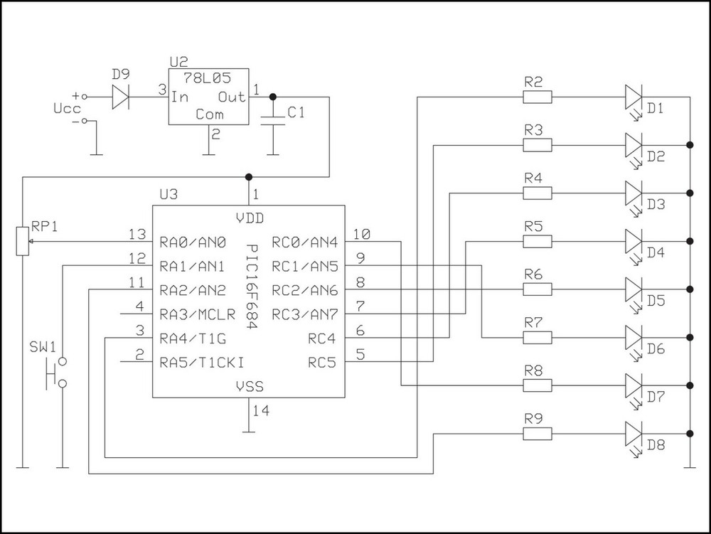 UFO LED Chaser Beacon Sequencer Light Flash Show Lights Strobe - 8 LEDs