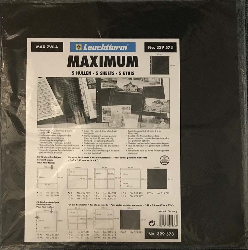 Lighthouse Maximum Black Interleaves Dividers 325mm Wide Pages Pack Of 5 Sheets