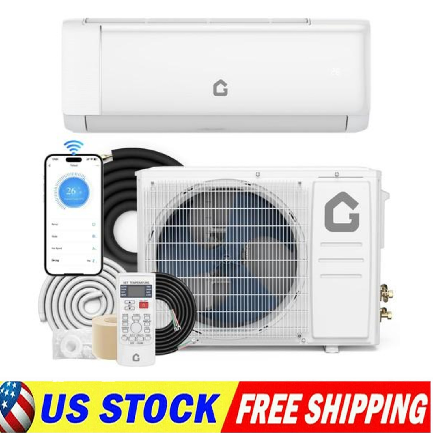12000BTU Mini Split Air Conditioner Ductless Inverter System Heat Pump 220V WIFI