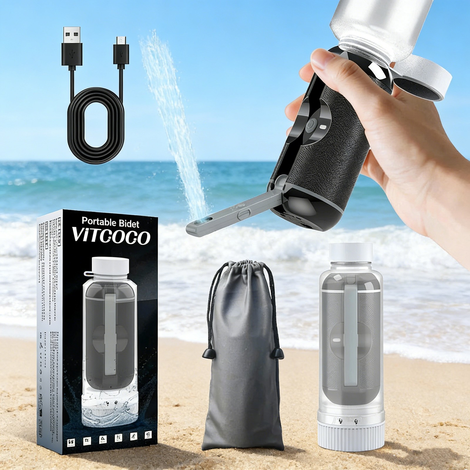 Rechargeable Portable Bidet for Holiday Travel Electric Sprayer High Pressure，l