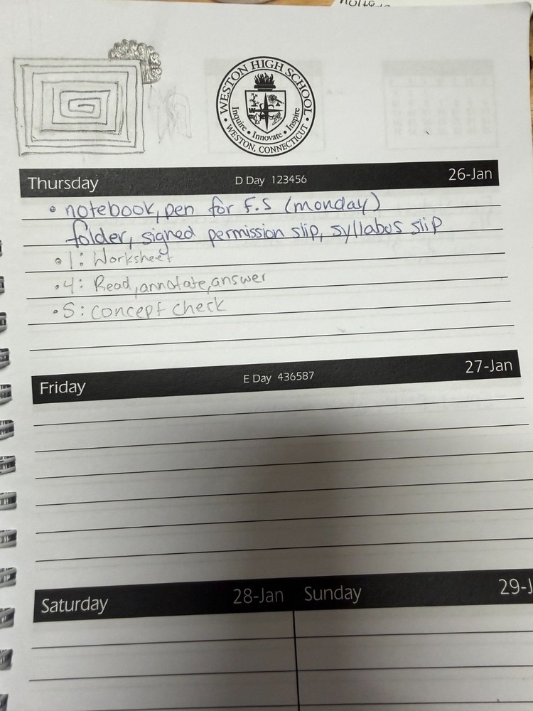 Weston Highschool student planner 2016-2017