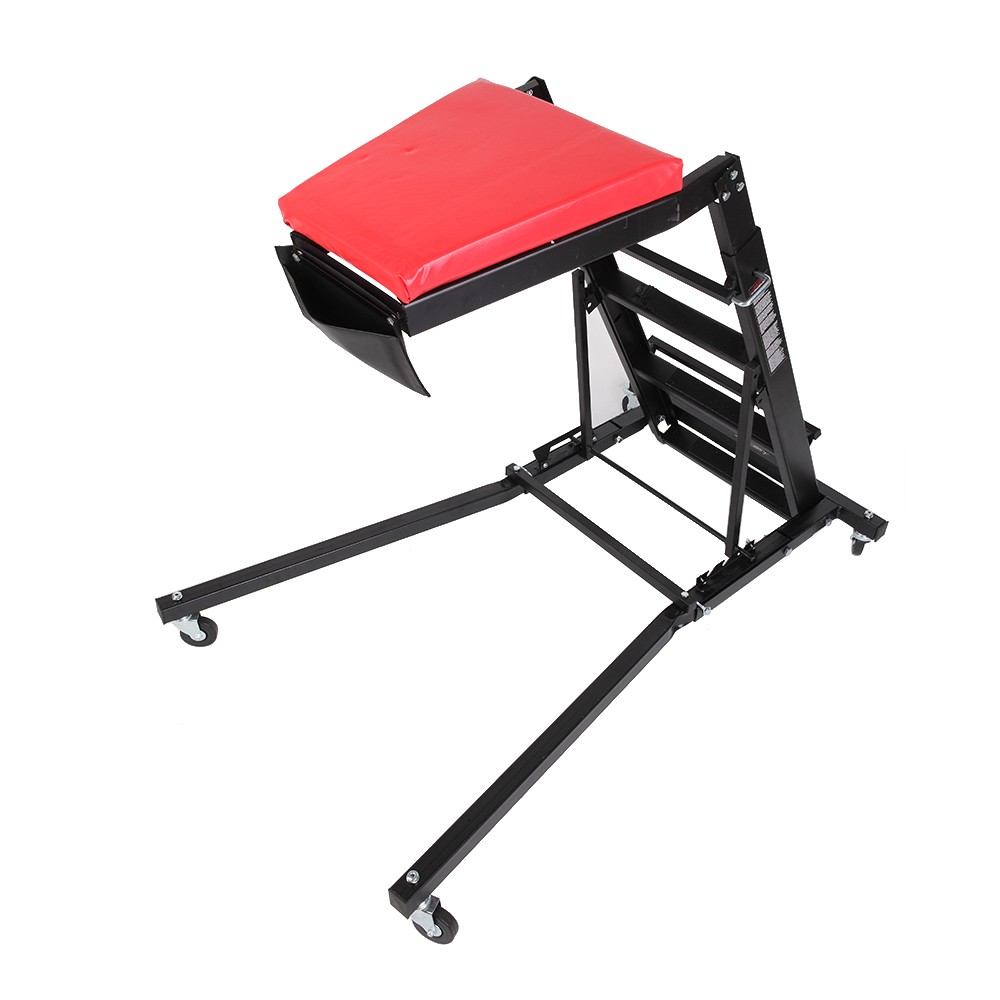 Folding Rolling Creeper Seat, Adjustable Workshop Mechanic Stool for Garage