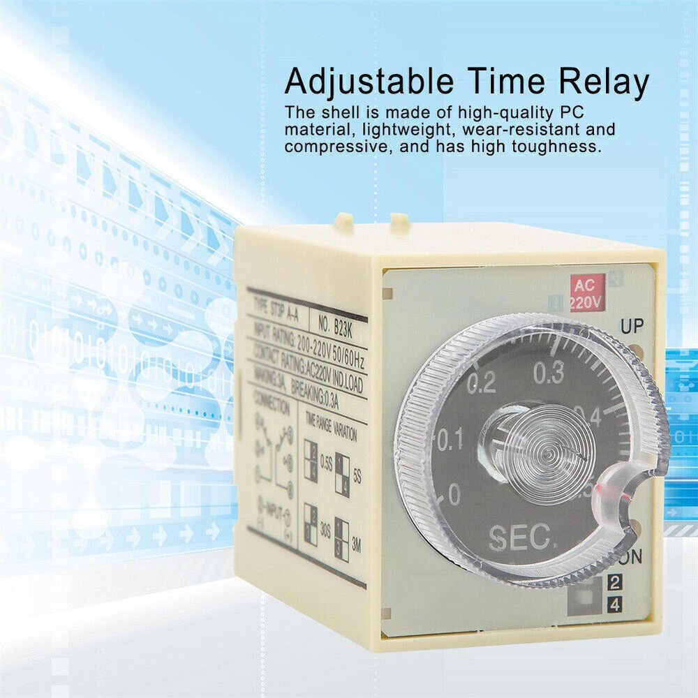 Delay Timer Time Relay Adjustable Knob Anti Interference PC Shell ST3PA A AC220V