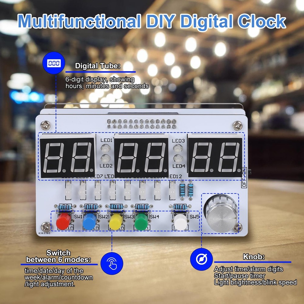 Clock Soldering Kit, 6-Bits Digital Clock Solder Practice Kit DIY Countdow/up...