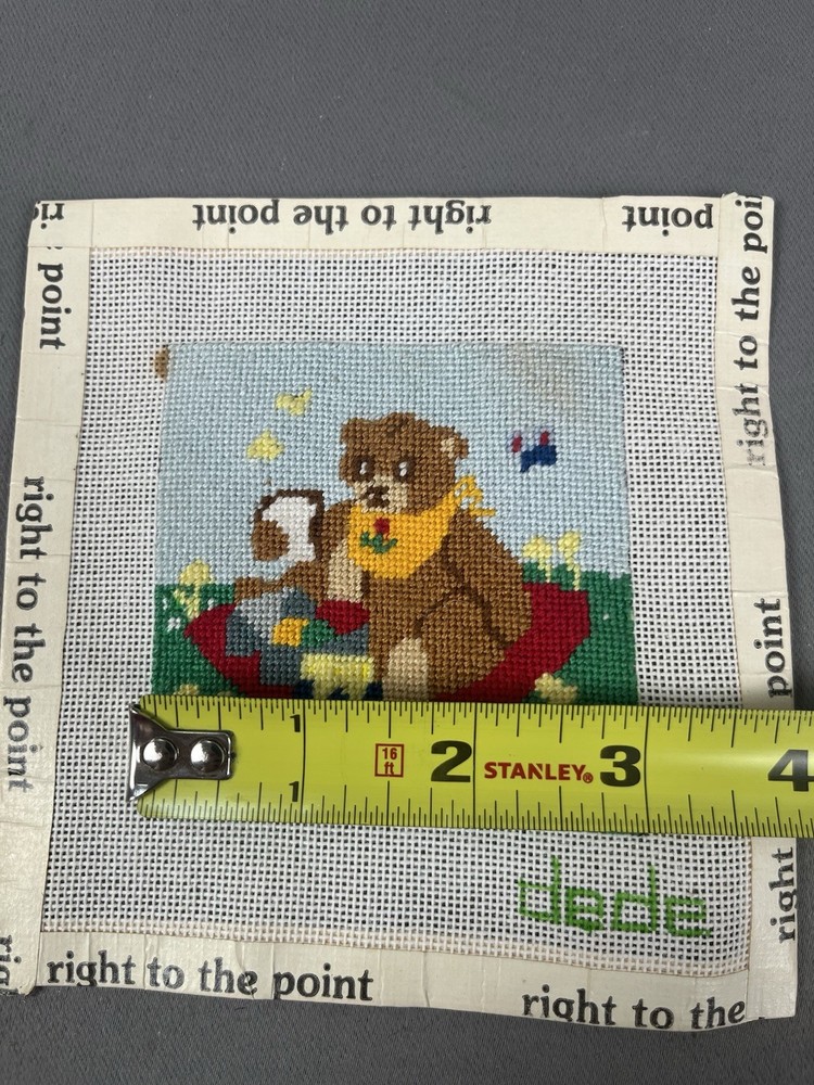 Dede Hand Painted Needlepoint Canvas *Completed* Bear Picknick