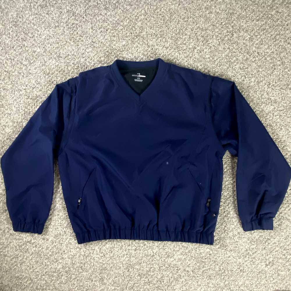 Grand Slam Jacket Mens Medium Blue Zip-Off Arms V-Neck Pockets Lining Pullover