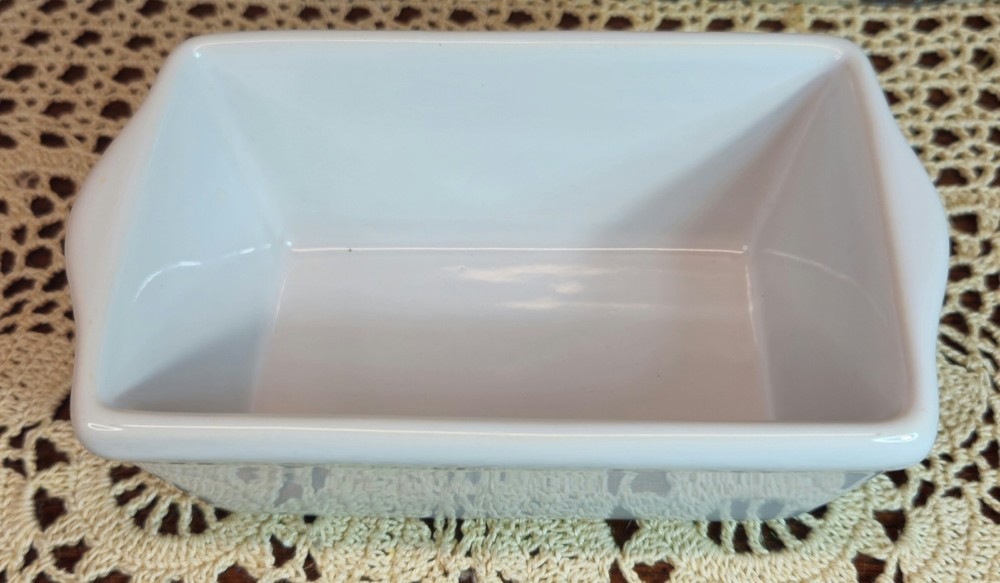 White Stoneware Mini Loaf Baking Pan