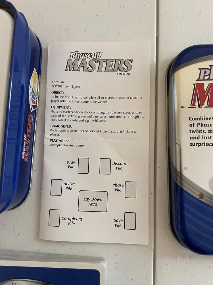 Fundex Phase 10 Ten Masters Edition Tin 2009 Fundex Game Complete