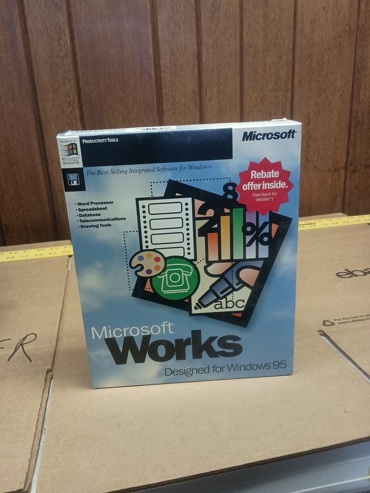 Vintage Microsoft Works PC CD-ROM Designed for Windows 95