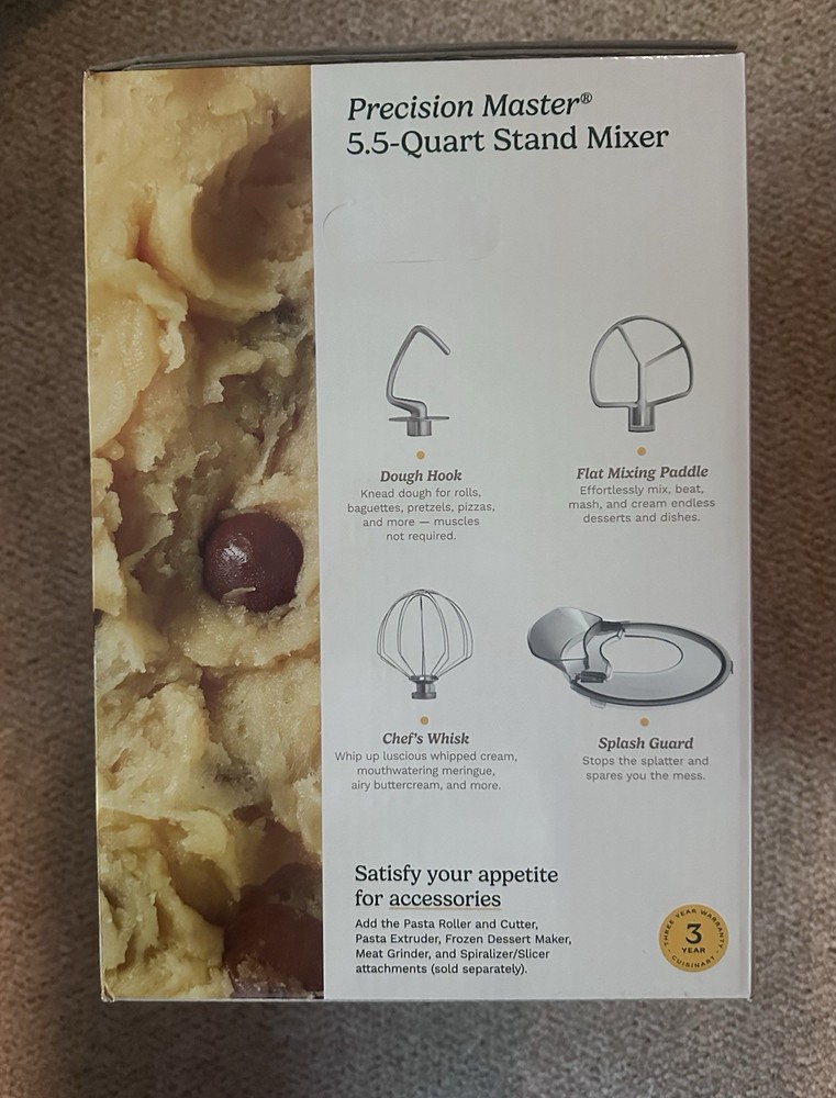 Cuisinart Precision Master 5.5-quart Stand Mixer, Silver, Brand New
