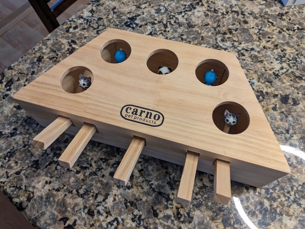 Interactive Mouse Whack-A-Mole Solid Wooden Piano Puzzle Box for Kittens