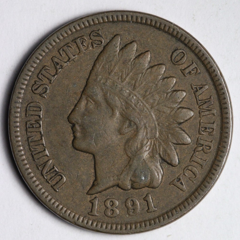 1891 Indian Head Cent Penny AU E189 RGH