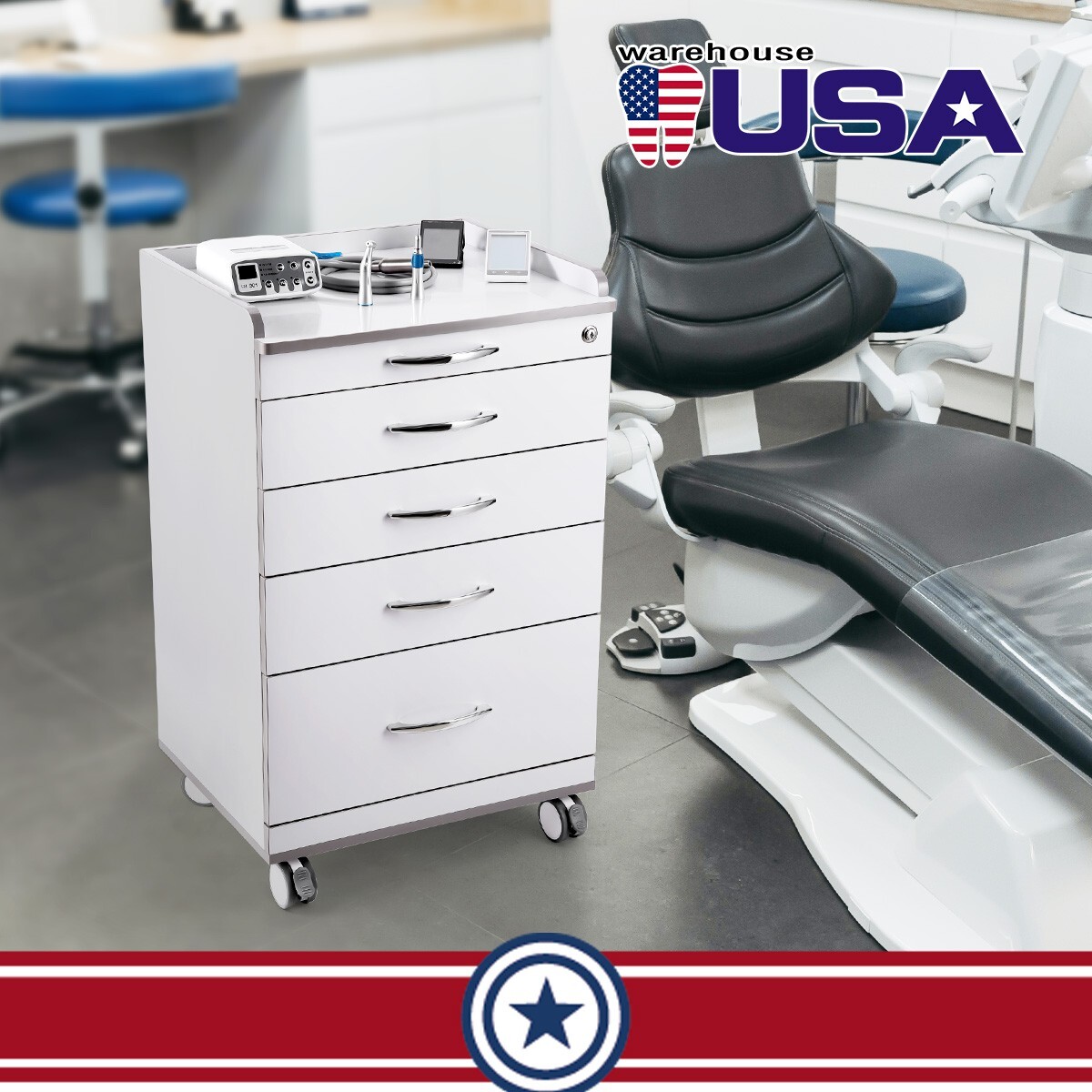 Medical Dental Trolley Carts Mobile Cart Instrument With 4 Drawers 360° wheels