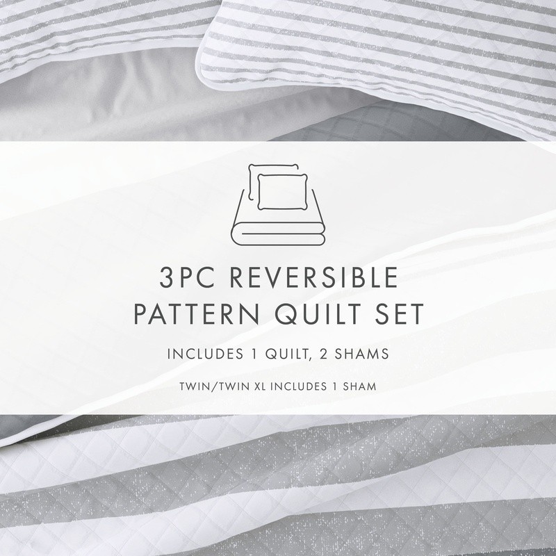 Soft Quilted Coverlet Set Hypoallergenic Reversible Down Alternative Microfiber