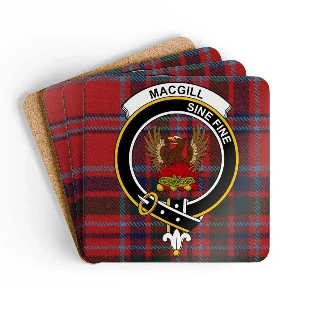 MacGill Clan Crest Scottish Tartan Coaster Set