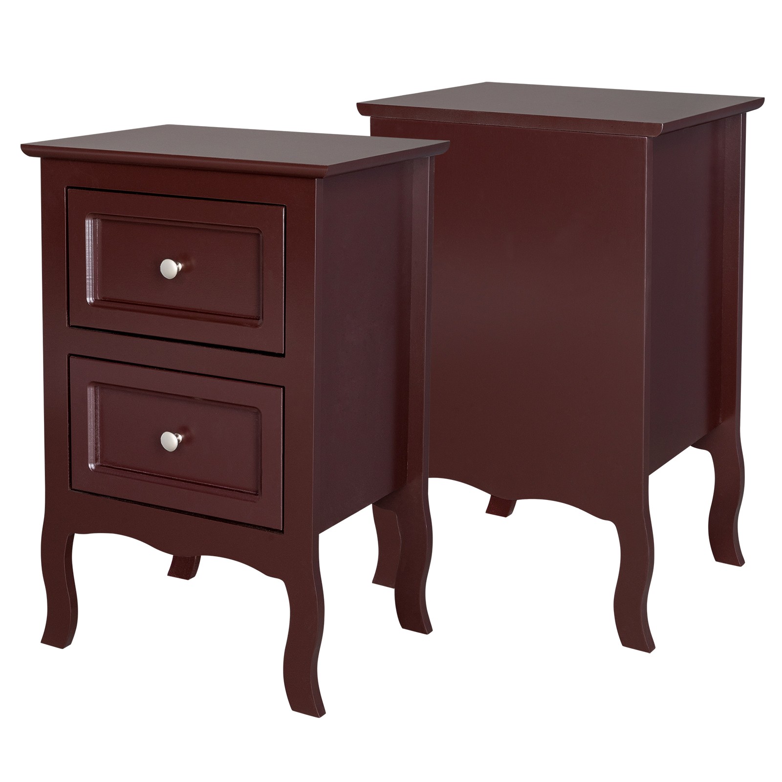 Lot 2 Nightstands Wood Bedside Table End Table w/2 Drawers Bedroom Furniture