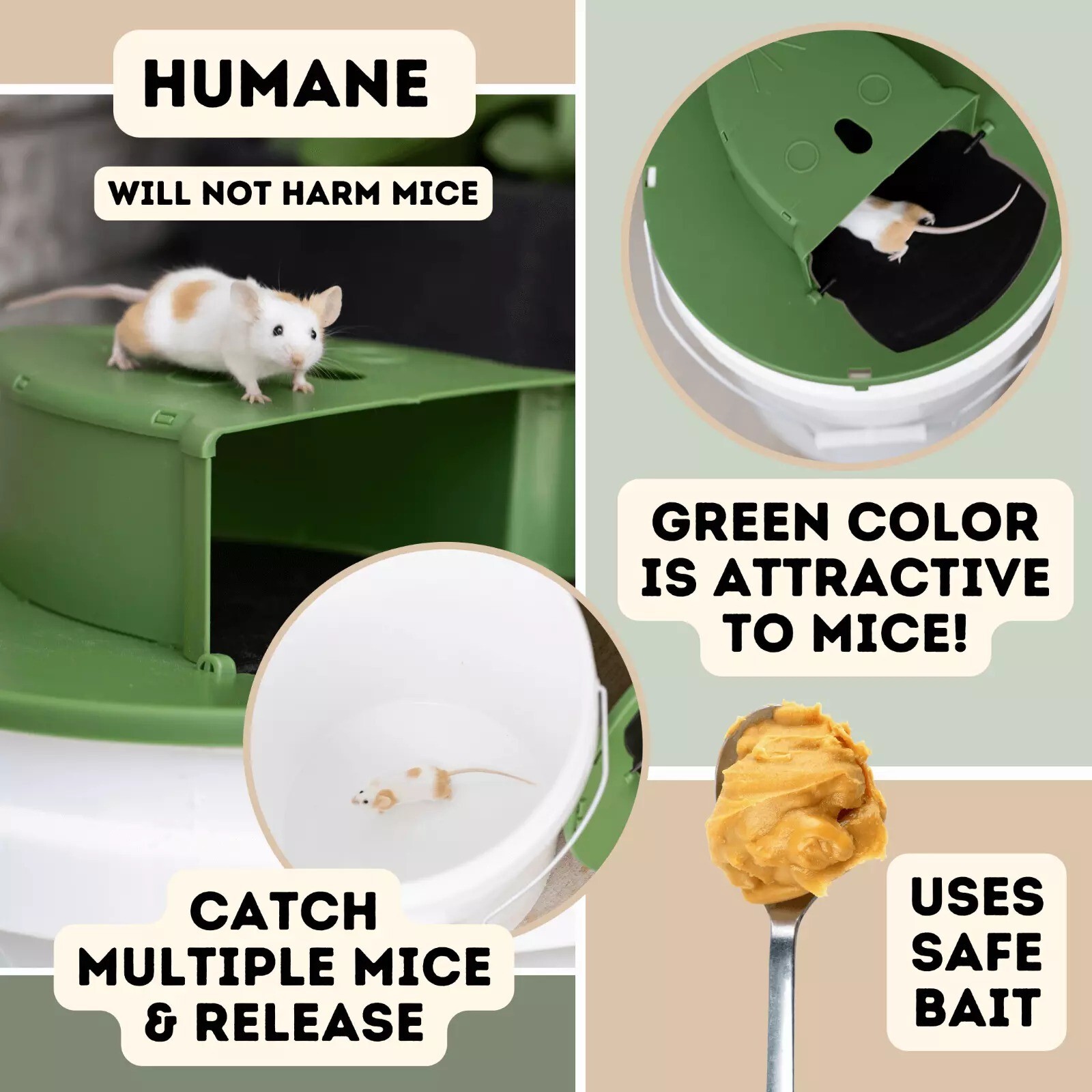 Humane Mouse Rat Trap, 3PACK Rats Trap Bucket Lid Catcher with Ramp Mousetraps