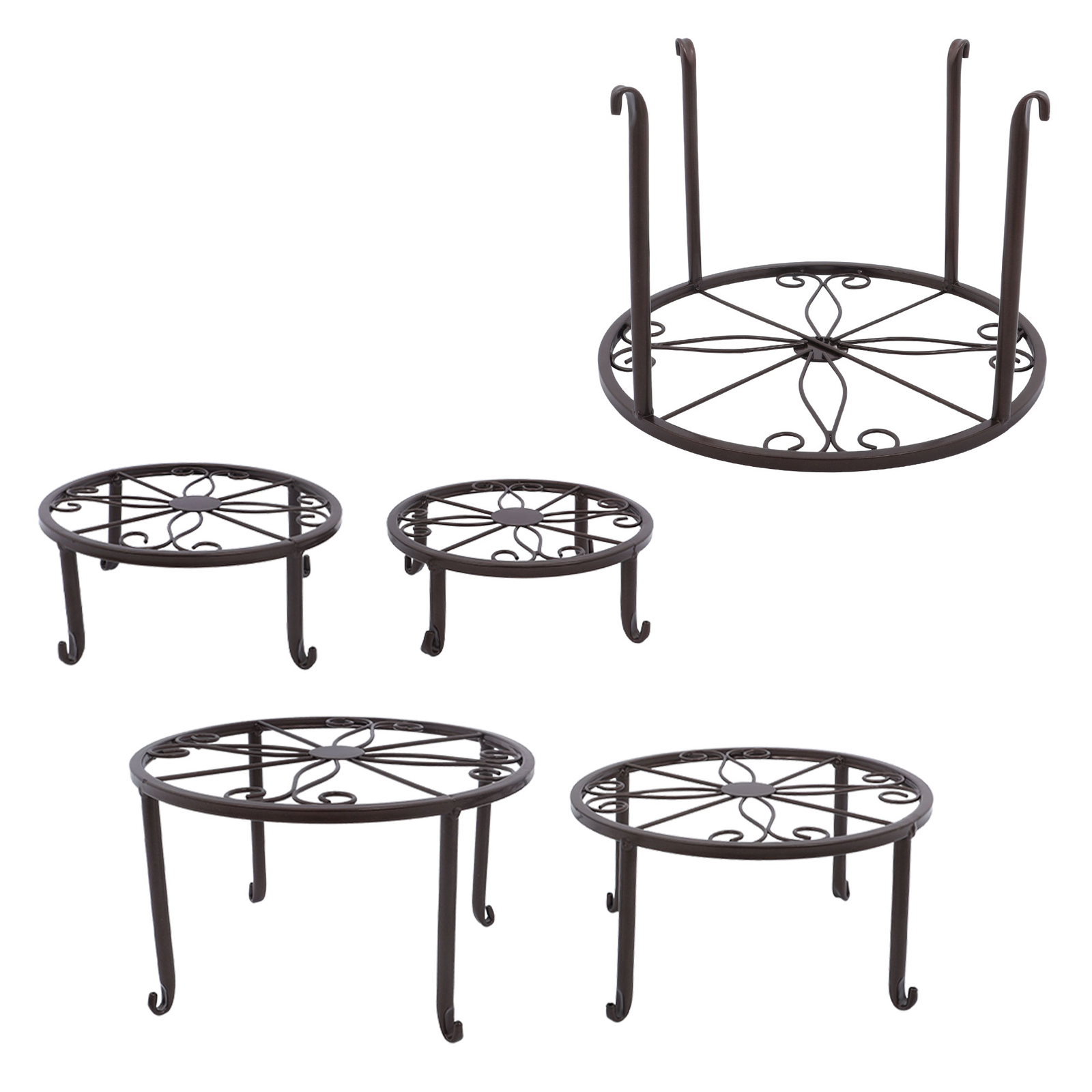 5 Pack Metal Plant Stand Heavy Duty Flower Pot Stands For Outdoor Indoor Plants