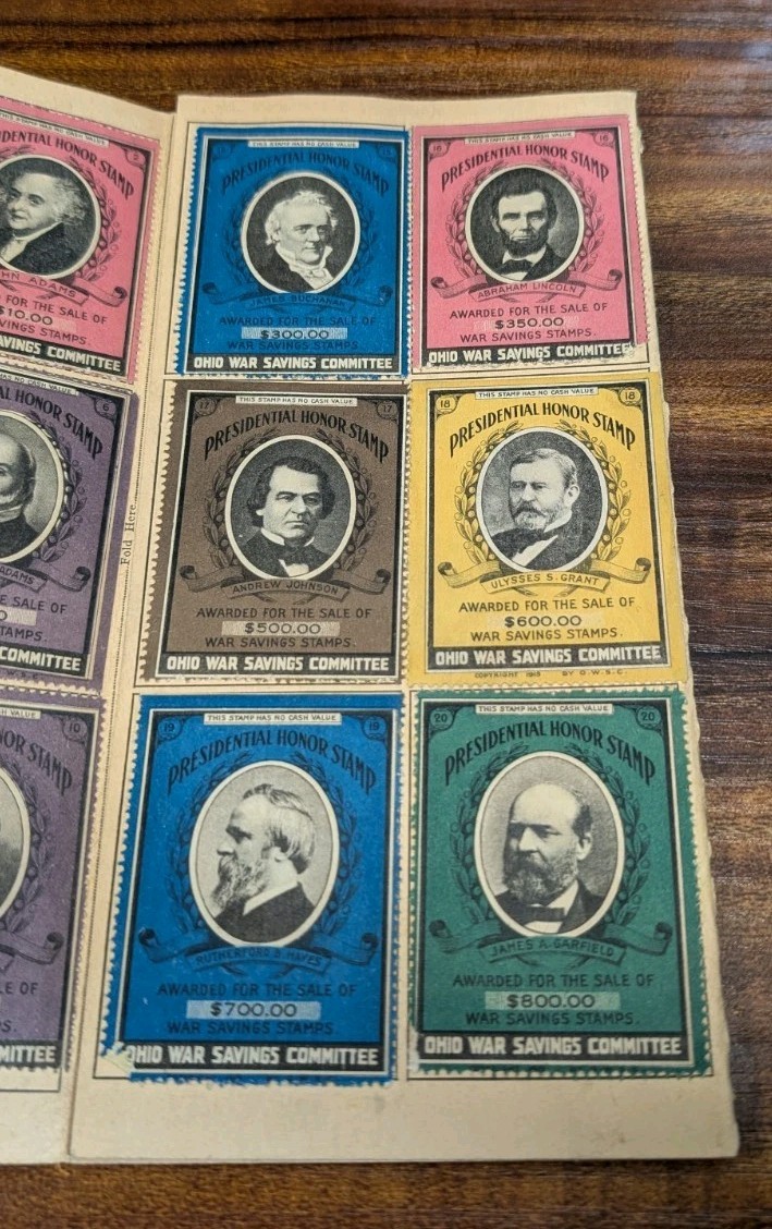 1919 Ohio War Savings Committee Envelope, Booklet and 23 Honor Stamps HTF